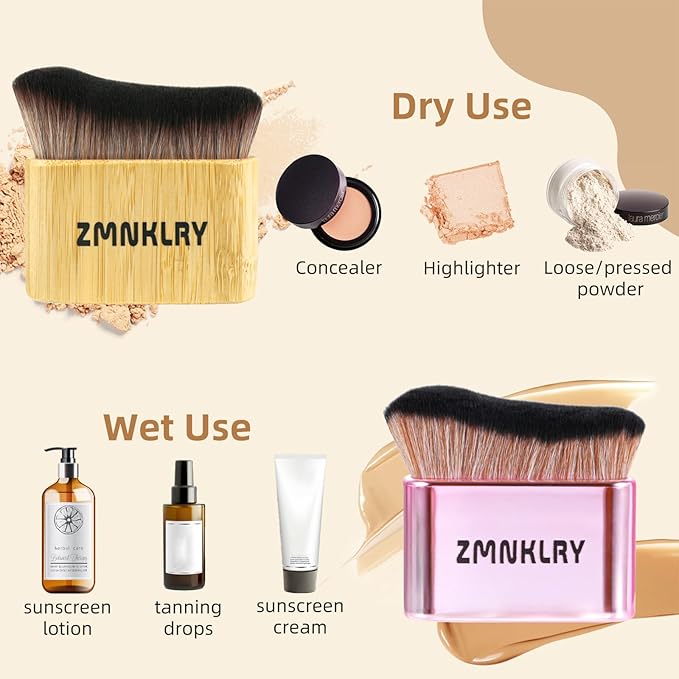Kabuki Brush - Bronzer & Self-Tanner Brush, Upgrade for Face & Body Makeup