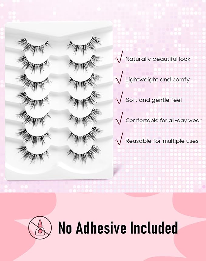 Frihappy Cat Eye Lashes Natural Eyelashes Wispy Lashes Fake Eyelashes Natural Look False Lashes Mink Lashes FRH-61