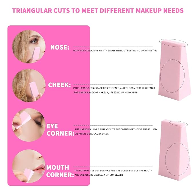 WSYUB Makeup Wedges, 96Pcs Makeup Blenders Sponges, Soft Sponge Cosmetic Puff Small Wedge Shape, Latex Free Foam Sponges Powder Puff