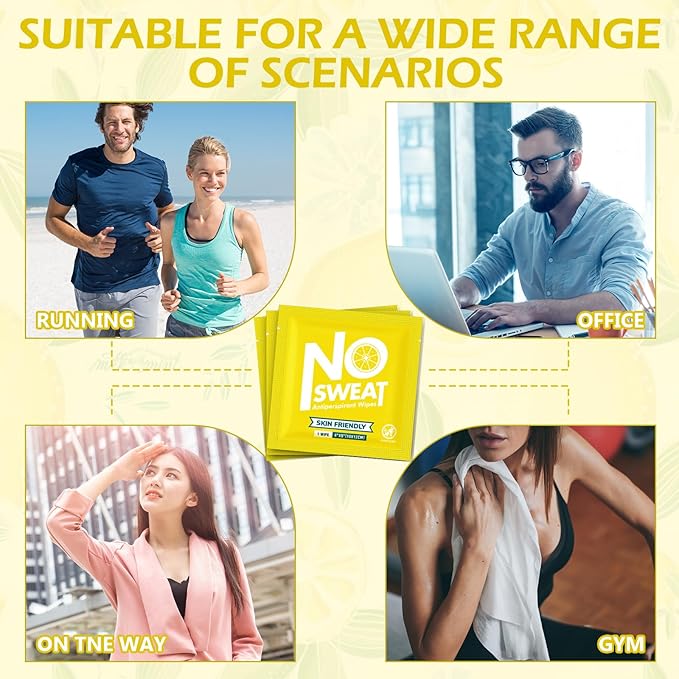 Timgle 150 Pcs Mini Travel Deodorant Wipes Individually Wrapped Antiperspirant Armpit Deodorant Body Sweat Wipes for Teens Women Men Sports Travel Underarm Sweating(Lemon)