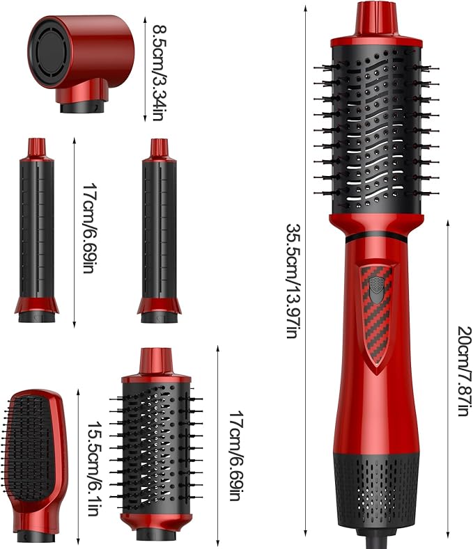 5 in 1 Blow Dryer Brush - Hair Dryer Brush & Air Curling Wrap Styler with Negative Ion Technology, Hot Air Styler for Drying, Curling, Straightening, at Home Styling Gifts for Women