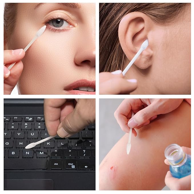 1200 Count 3" Pointed Cotton Swabs Double Precision Tip Cotton Buds with Paper Stick for Makeup