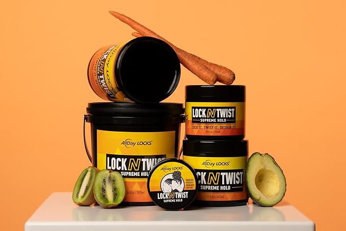 AllDay Locks Lock N Twist (Bucket) | Supreme Hold, No Frizz or Flaking | Hydrating, Nourishing Loc Booster | Grape & Avocado-Infused | Lock & Twist Braids, Locks, Twists, Cornrows | 64 oz