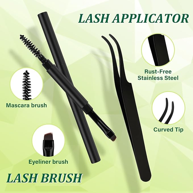 KEYYOU Lash Extension Kit 3D Effect Volume Lash Clusters Kit 120pcs D Curl Waterproof Kit DIY Eyelash Extension Kit with Bond and Seal Lash Glue Remover Lash Applicators (Kit-PuffSilk V3D05-8-18MIX)