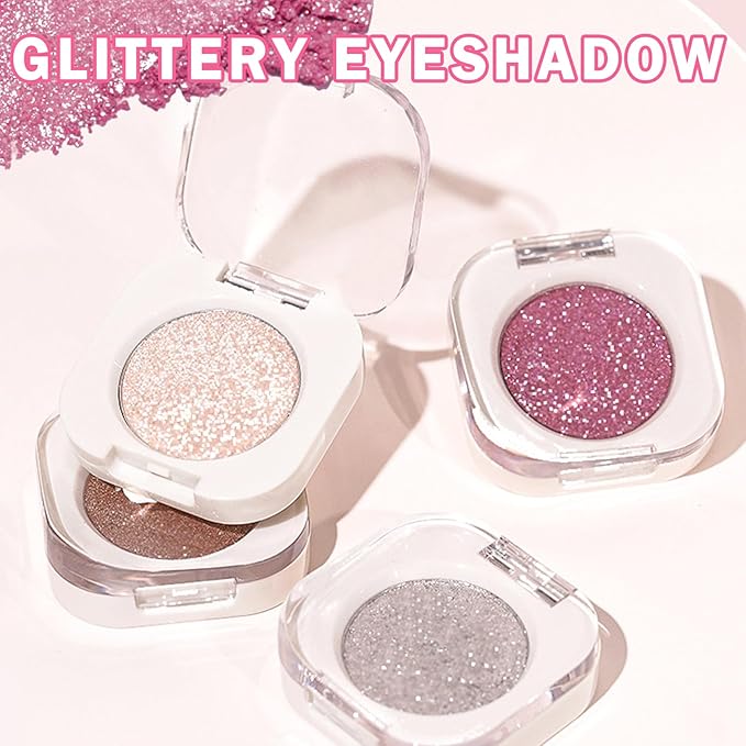 Glitter Eyeshadow Champagne Glow Single Eyeshadow,Ultra Fine Shimmer Eyeshadow Lightweight Sparkling Blendable Formula,Daily Multiuse Glossy Eyes Makeup (09 Moonstone)