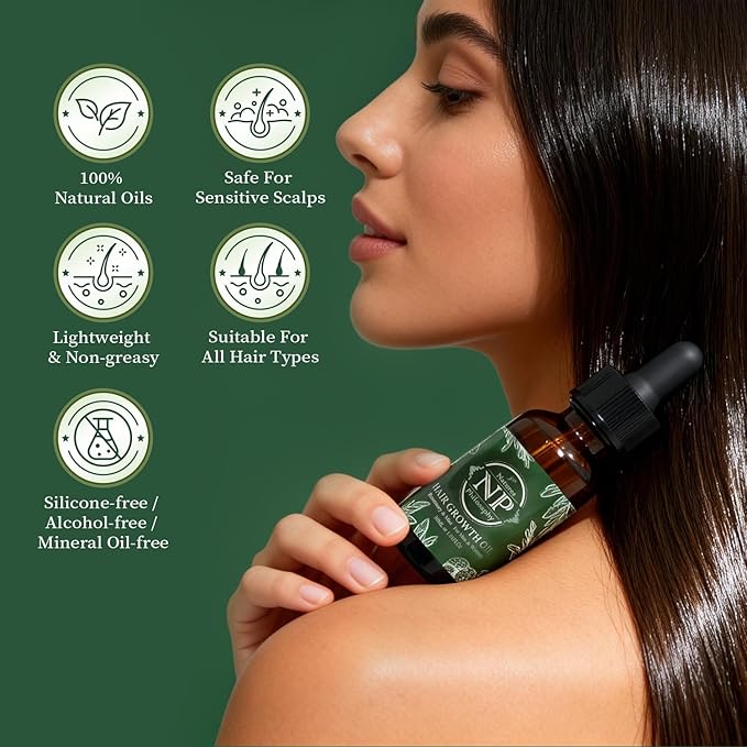 NP NATURES PHILOSOPHY Rosemary Mint Hair Growth Oil, Stimulates Hair Regrowth, Anti-Hair Loss, Nourishing Scalp Treatment for Thicker Fuller Hair, Aussie Hair Growth Products for All Hair Types-30ml