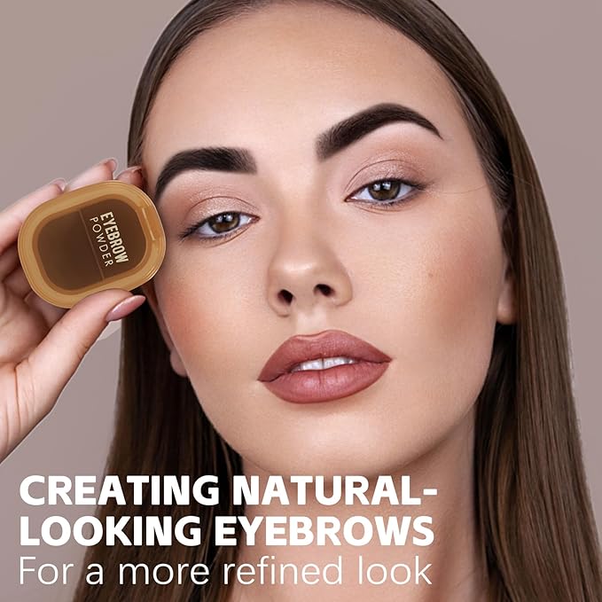 2-Color Eyebrow Powder Kit, Brow Powder with Eyebrow Brush, Long-lasting Waterproof Highly Pigment Eyebrow Makeup, Eye Brow Powder for Women