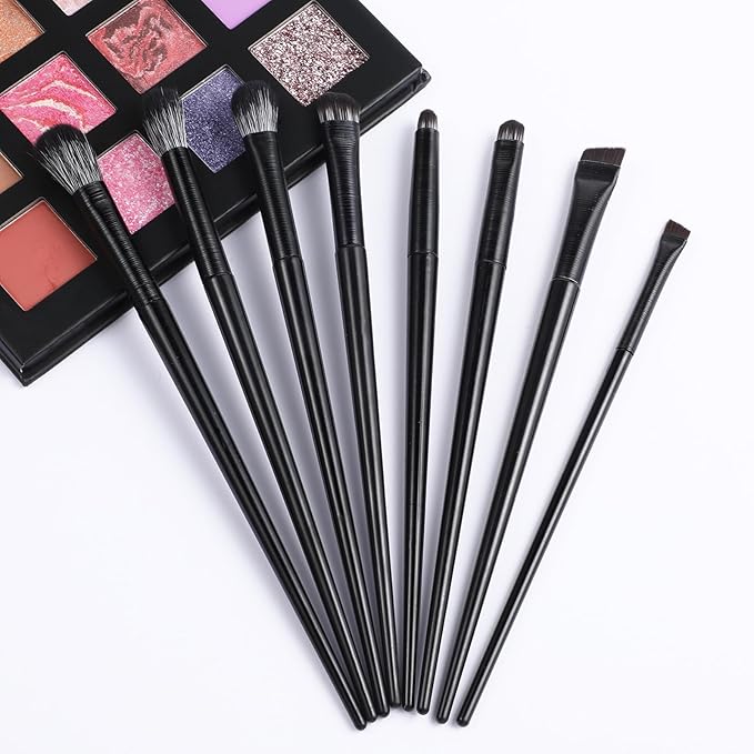 8 Pcs Eye Brushes for Makeup Set Professional Eye Shadow Brushes Sets Including Eyes Smudging Defining Blending Eyeshadow Brush And Eyeliner for Women Portable Travel Home Use Gifts Black