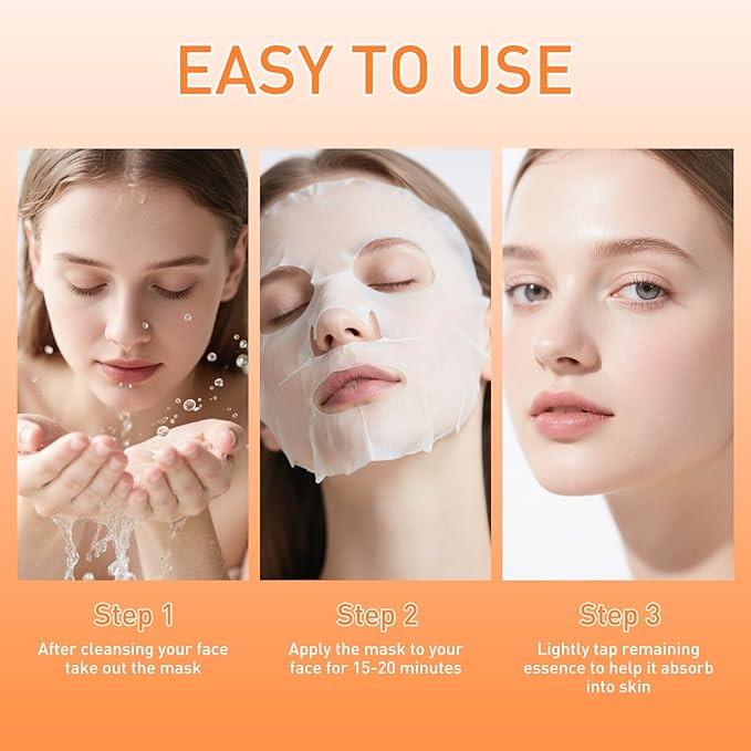 Carrot Nicotinamide Facial Mask for Women,Hydrating Face Mask Sheet Home SPA,Moisturizing Face Sheet Mask for Dry,Oily,Sensitive Skin 30ml(5Pack)