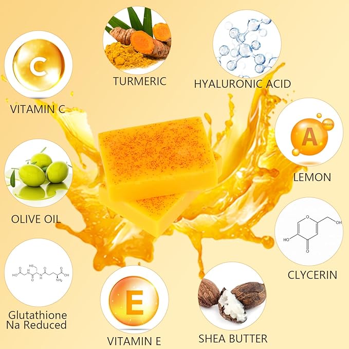 Lemon Turmeric Soap Bar For Face Body Deep Cleansing Turmeric Soap For All Skin Natural Handmade Soap Bar For Men And Women 1Pc