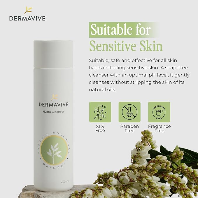 Hydrating Facial Cleanser, Soap-Free Gentle Cleanser with Colloidal Oatmeal & Vitamin E, Soothes & Moisturizes Dry Sensitive Skin, Suitable for All Skin Types, 250ml (8.5oz)