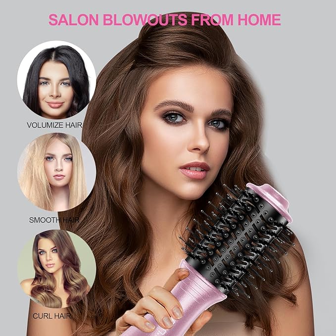 DAN Dual Voltage Hair Dryer Brush,2 inch Blow Dryer Brush,110V-120V/220V-240V Automatic Dual Voltage,smallBrush Hair dryers with Multifunctional Conversion Plug,for European and Travel Use