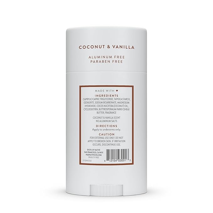 Native Deodorant Contains Naturally Derived Ingredients, 72 Hour Odor Control | Deodorant for Women and Men, Aluminum Free with Baking Soda, Coconut Oil and Shea Butter | Coconut & Vanilla