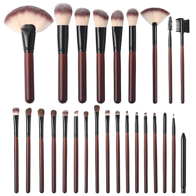 Makeup Brushes Set 26-Piece Makeup Brushes Premium Synthetic Foundation Powder Concealer Blush Eyeshadow Contour Professional Makeup Brush Set with 2 Brush Bags