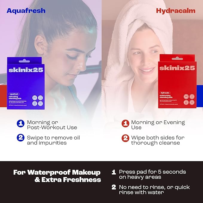Hydracalm & Aquafresh Facial Cleansing Pads – 60 Individually Wrapped Cotton Wipes | On-the-Go Face Wipes for Travel, Gym & Daily Skincare | Hydrating + Oil-Control Cleansing Pads for All Skin Types