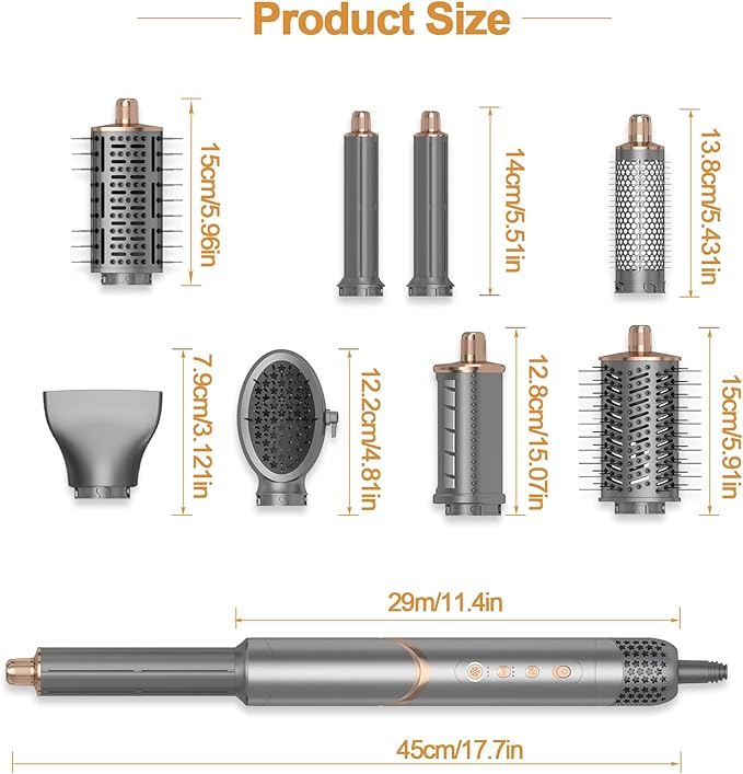 8 in 1 Wrap Air Hair Styler & Blow Dryer Brush - 110,000 RPM High-Speed, Foldable Ionic Hot Air Styler for Fast Drying, Volumizing & Curling, Multi-Styling Tool (Holiday Gifts for Women)
