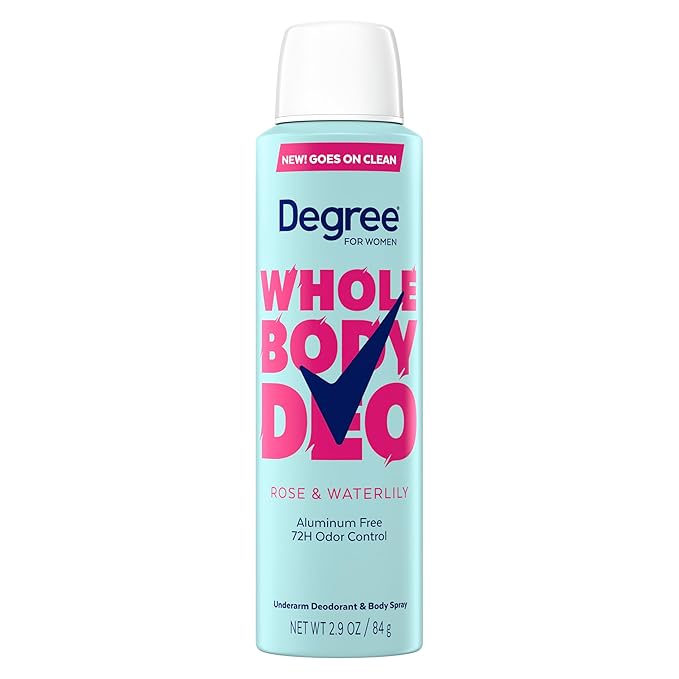 Degree Women Deodorant Spray Rose and Waterlily Scent Aluminum Free 72H Odor Protection 2.9 FO