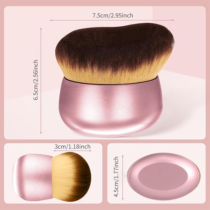 Extra Large Body Makeup Brush - Self Tanner Brush 75 Mm Wide-Headed for Body Makeup, Bronzer & Foundation, Kabuki Tanning Brush Provides Flawless Leg, Face & Back Coverage, Wet & Dry Use (Gold)