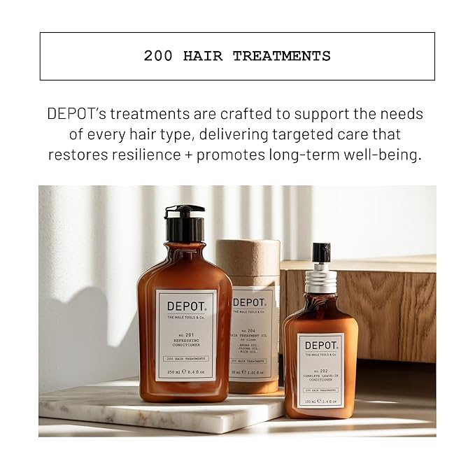 DEPOT No. 204 Hair Treatment Oil | Lightweight Anti-Frizz & Shine Hair Oil with Argan, Rice & Jojoba Oils | Smooths, Nourishes & Protects Hair | 1.0 fl.oz.