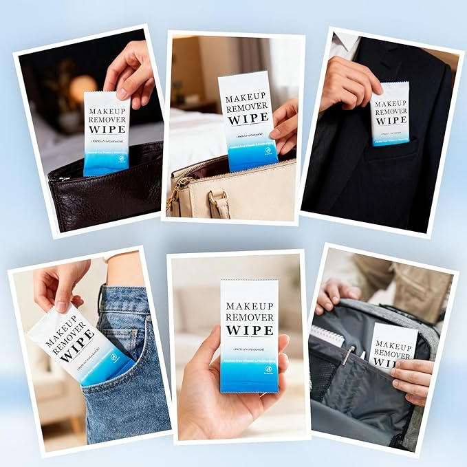 200 Pcs Individual Makeup Remover Wipes,Wrapped Travel Makeup Wipes,Alcohol Free Face Cleansing Wipe, Remover Wipe with Vitamin E for Hotel and Travel