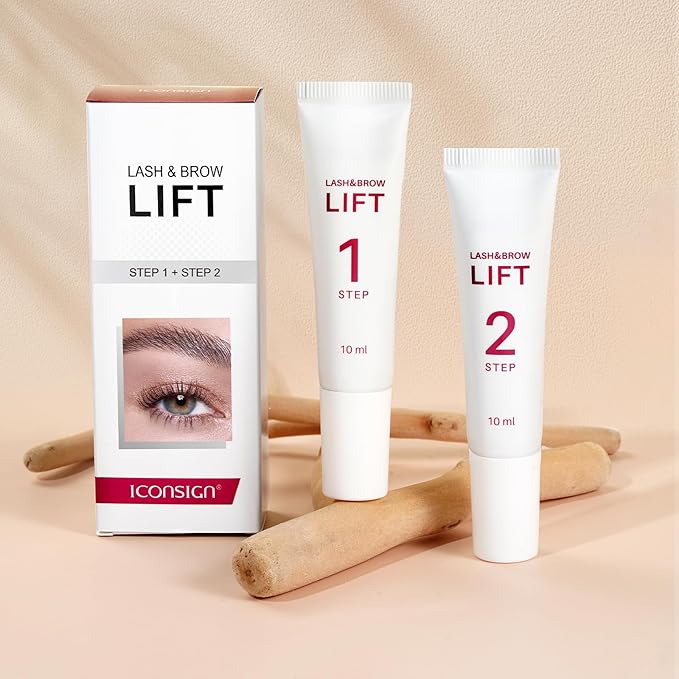 ICONSIGN 2-in-1 Lash Lift Kit Brow Lamination Kit, High-capacity Lotion Tube Design Eyelash Perm Kit Perm & Setting Lotion for Salon or Home Use, White