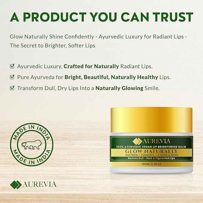 Vegan Ayurvedic Lightening & Brightening Lip Balm for Dark Smokers' Lips | Hydrating & Moisturizing for Dry, Chapped Lips – Plant-Based, Antioxidant-Rich