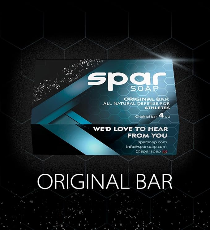 Spar Soap Original Bar (4 Ounce), Activated Charcoal Tea Tree, Antifungal Properties, For BJJ, MMA, Wrestlers, Grapplers, Men/Women, USA Made Body Soap, For Body Odor, With Lemongrass and Peppermint