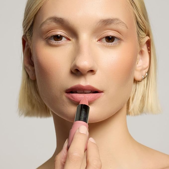 pūrlisse Velvet Crush Long Lasting Lipstick - Matte Finish Hydrating Lipstick - Enriched with Bakuchiol, Mango Seed & Shea Butter to Soften & Smooth Lips - Pink Nude (0.12 oz)