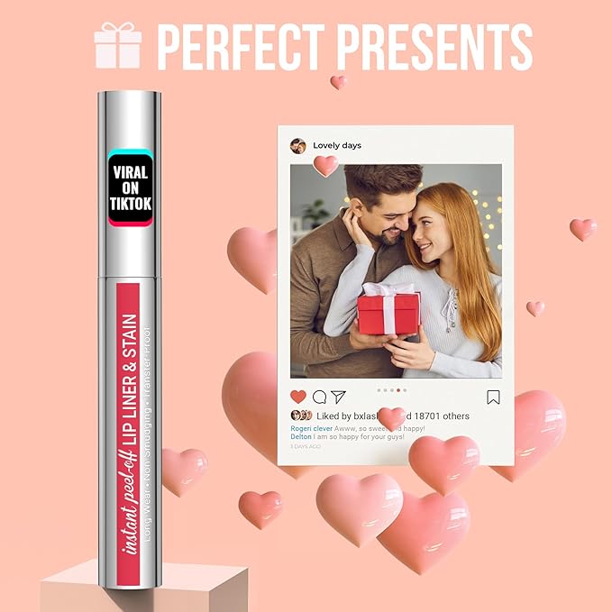 iMethod Lip Stain - Lip Liner Stain, Peel Off Lip Stain with Tweezer, Natural Long Lasting, Waterproof, Easy to Use, Stay On All Day, Rose