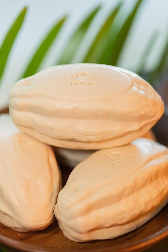Natura - Cacau Bar Soap Set - Moisturizing Cocoa Butter Soap for Dry Skin – Rich Creamy Lather, Nourishing & Vegan Body Cleanser – Brazilian Natural Bath Soap, 4 Pack - 3.5 oz Each (100g)