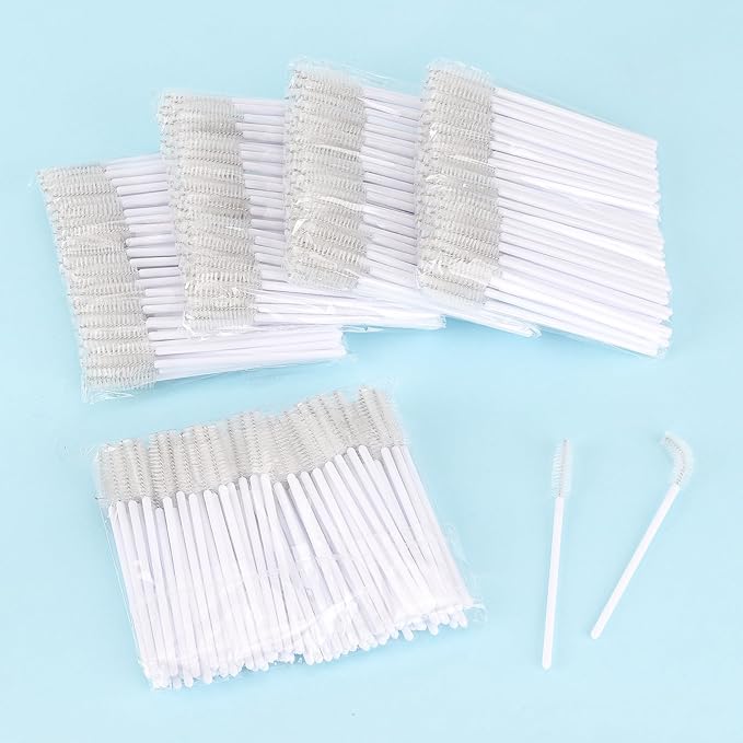 Tbestmax 500 Disposable Mascara Wands Eyelash Brush White Spoolies for Eyebrow Eye Lash Extension