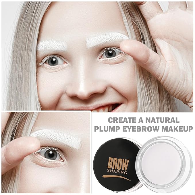 Eyebrow Pomade Brow Gel Pomade,Long Lasting Waterproof and Enhancers Eyebrow Soft Smooth,Eyebrow Makeup Gel with Eyebrow Brush for Girls and Women-White