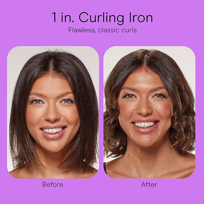 INFINITI PRO CONAIR Tourmaline Ceramic 1-Inch Curling Iron, Clamp Curling Iron, 1-Inch Barrel Produces Classic Curls, Hair Curler for Use on Short, Medium, and Long Hair, Dark Grey