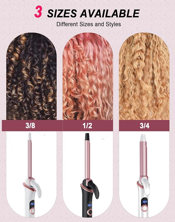 Ukliss Mini Curling Iron for Short Hair Dual Voltage Ceramic Travel Small Curling Iron 1/2 Inch Barrel Curler Portable with 30S Fast Heating, 5 Temps, Auto Shut-Off for Global (1/2'' Black)