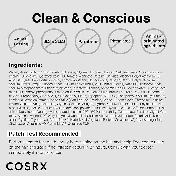COSRX PEPTIDE 132 Hair Bonding Shampoo - Daily Scalp Treatment for Dandruff, Dry, Itchy or Flaky Scalp - Repairs & Strengthens Damaged Hair, For All Hair Types – 6.76 fl oz