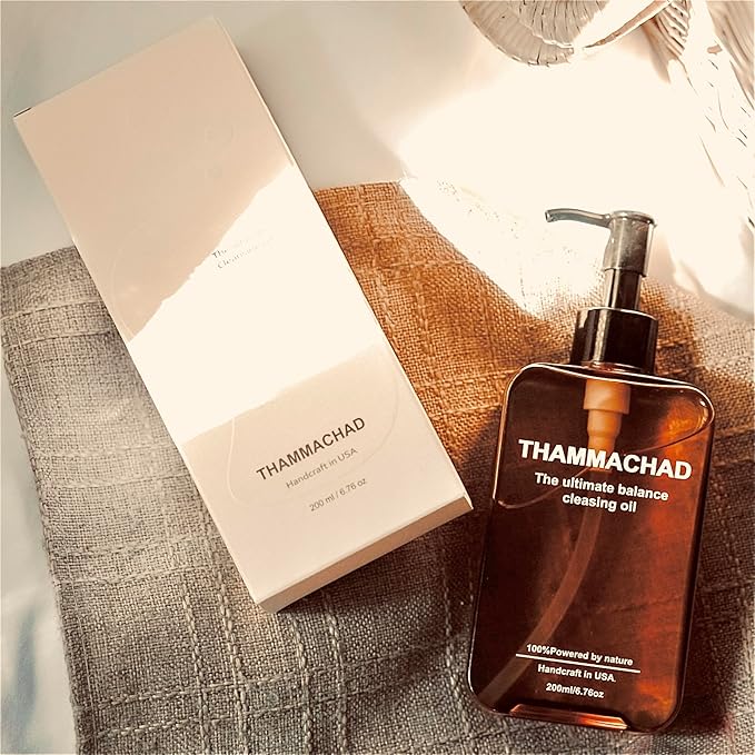 Thammachad Cleansing Oil – 100% Natural Makeup Remover with Moringa, Camellia & Frankincense | First‑Step Oil Cleanser for Dry & Sensitive Skin | Handcrafted in Small Batches in the USA, 200 ml