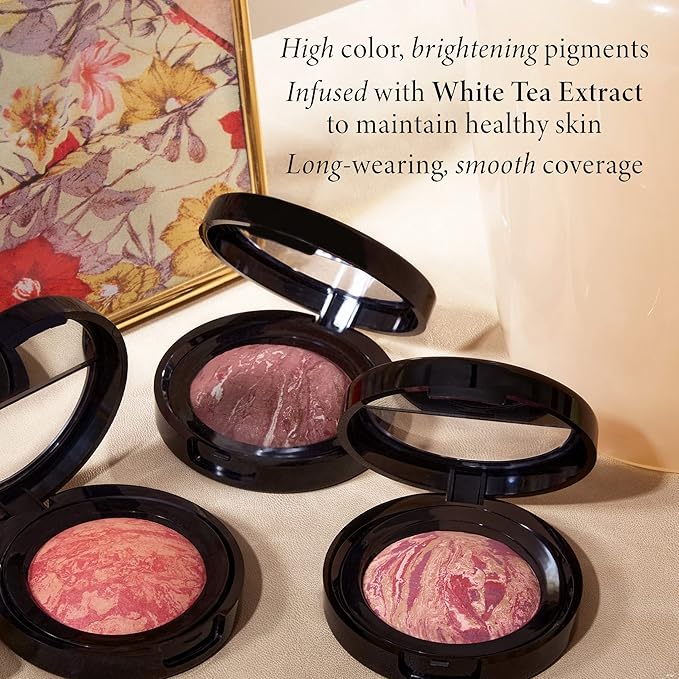 LAURA GELLER NEW YORK Baked Blush-n-Brighten Marbleized Blush for Cheeks - Raspberry Finish - Buildable Color