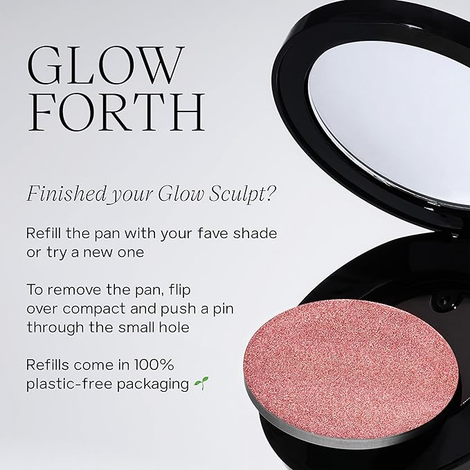 Saie Glow Sculpt Multi-Use Highlighter + Cream Blush Refill - Lightweight with Hyaluronic Acid + Micropearl for Radiant, Glowing Skin - Pinkglow (.02 oz)