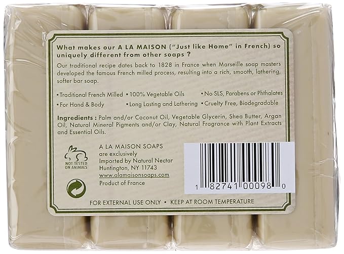 A LA MAISON Rosemary Mint Bar Soap - Triple French Milled Natural Moisturizing Hand Soap Bar (4 Bars of Soap, 3.5 oz)