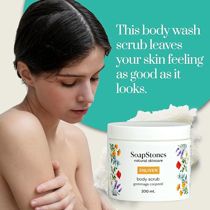 Soapstones Enliven Exfoliating Body Scrub - 200 mL - Gentle and Soothing with Safflower Seed Oil