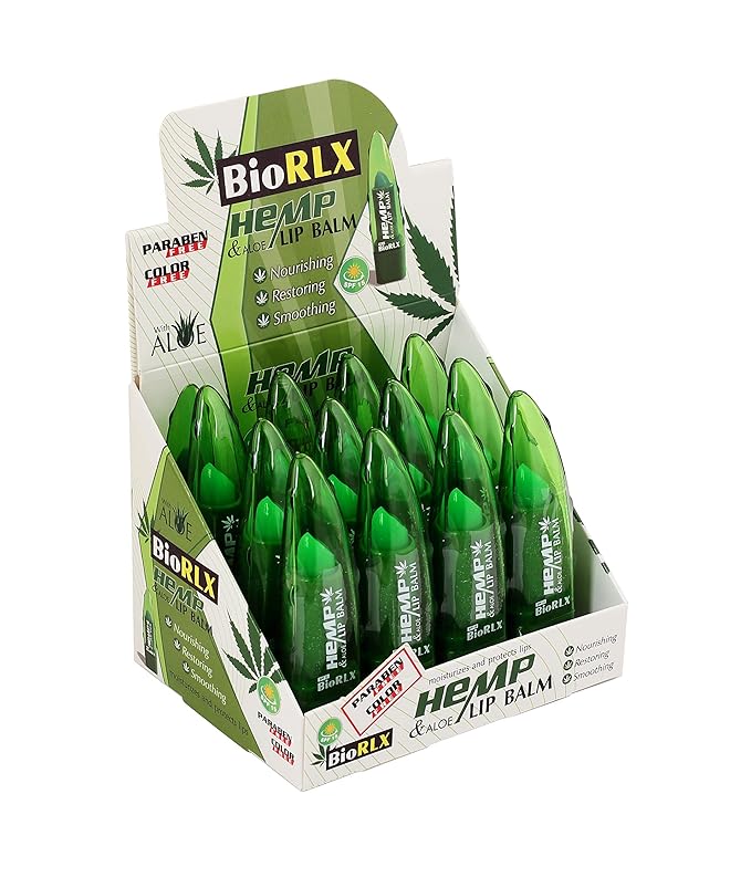 BioRLX 99% Purity Aloe Vera Lip Balm - Natural Moisturizing Unisex Lip Care for Hydrated and Radiant Lips (Hemp Oil & Aloe Vera, 0.12 Ounce (Pack of 1))