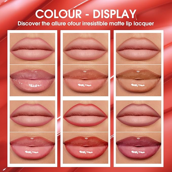 LANGMANNI 6 Matte Lip Liner With 6 Nourishing Lip Oil Lip Gloss Set, Long-Lasting And Hydrating 2 IN 1 Makeup Set, Beauty Daily Cosmetics Gift for Girls
