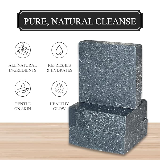 Dr. Wally's Handcrafted Soap Charcoal Bar 5 oz, with Shea Butter and enrich with Olive Oil, All Natural - Cold process - 100% Handmade - Made in USA, pack of (3)