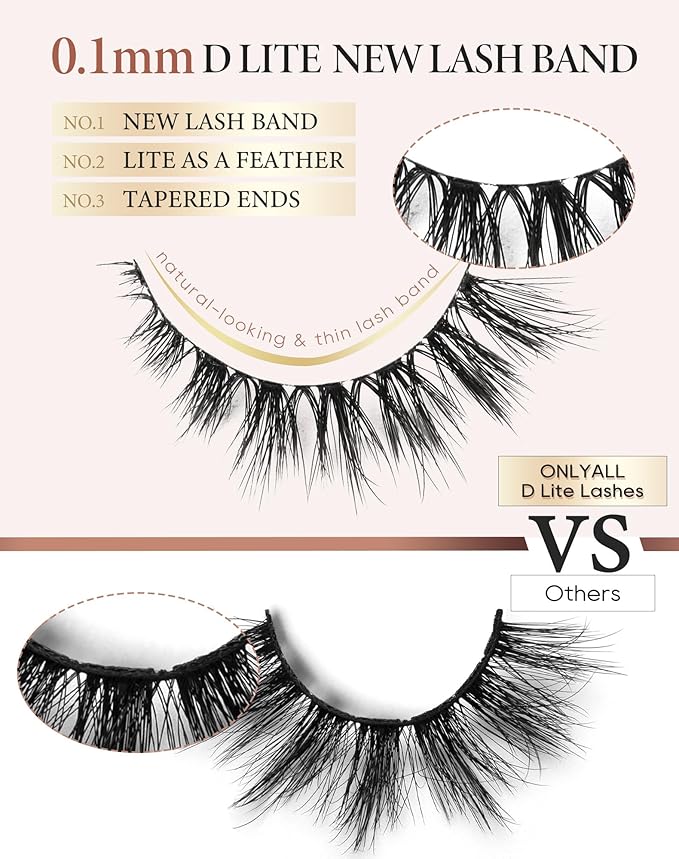 Onlyall False Eyelashes Cat Eye Lashes Volume Lashes Fake Lashes Wispy Lashes Mink Lashes Fluffy Natural Eyelashes 15mm Lashes D35