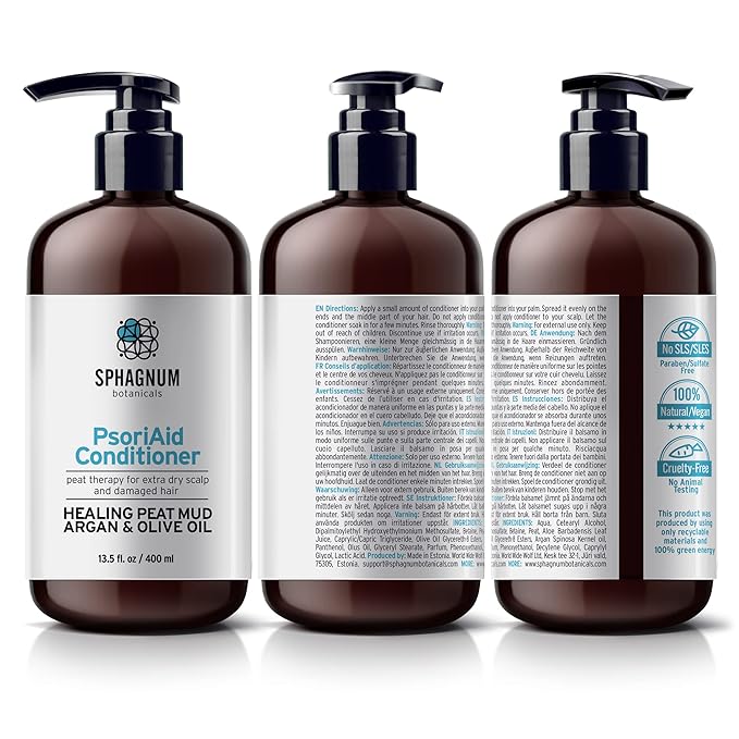 New Psoriasis Conditioner - Effective Argan & Olive Oil Treatment with Healing Peat Mud for Thin, Dry and Damaged Hair 13.5 fl. oz
