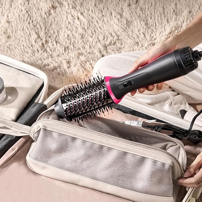 Plus 2.0 Dual Voltage Hair Dryer Brush with European Plug, Blow Dryer Brush for European Travel 125V - 240V One Step Hair Dryer and Styler Volumizer with Negative Ion Anti-frizz Styling Brush