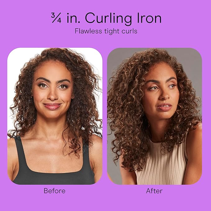 Conair Double Ceramic ¾-Inch Curling Iron with Claw Clip, ¾-Inch Barrel Creates Tight Curls, Hair Curler for Use on Short, Medium, & Long Hair, White/Rose Gold