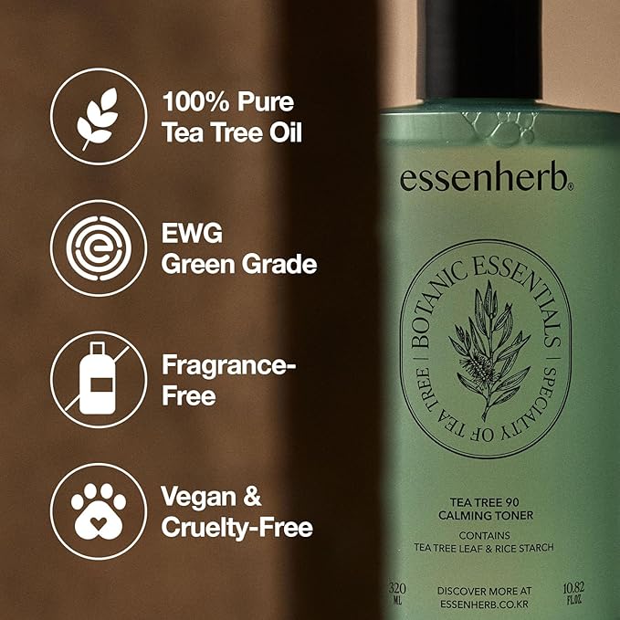 Tea Tree 90 Calming Toner | Vegan | Real Tea Tree | Sebum Control | Mild Formula, Korean Skincare (320ml, 10.82oz)