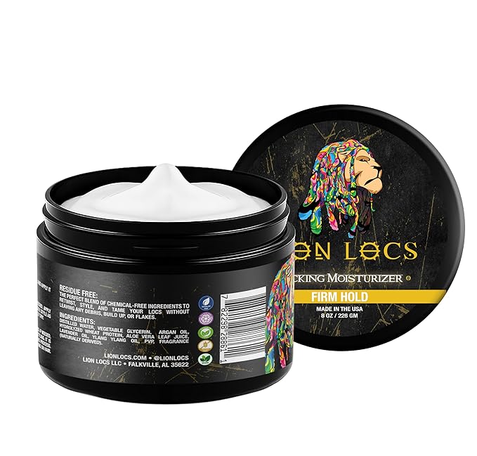 Lion Locs Hair Locking Dreads Moisturizer for Dreadlocks, Locks, Microlocs, Interlocks, Braidlocks, Braids, Fauxlocs, Twistlocks, or Sisterlocks (8oz) (Firm)