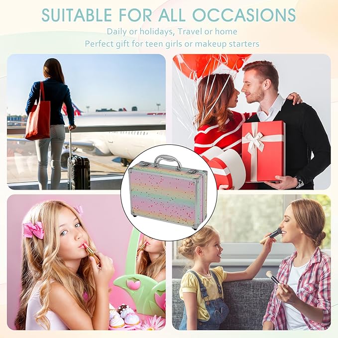 Makeup Kit for Teenager & Women Full Kit, All in One Makeup Set With The Small Cosmetic Train Case, Professional Makeup Kit, Makeup Gift Set for Women Girls (Set B)